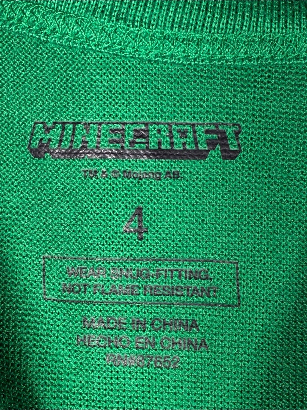 Minecraft Seasonal Green 2 Piece Pajama Set Size 4